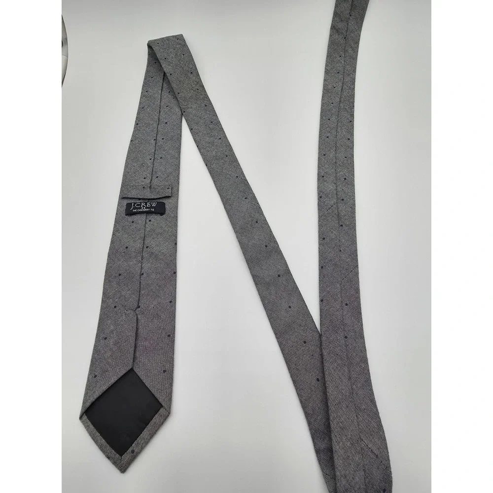 J.CREW Cotton Skinny Necktie Tie Gray Blue Spotted Pattern 60